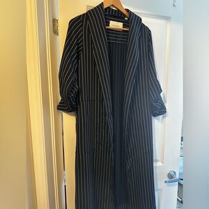 Babaton Dark Blue Striped Overcoat